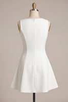Load image into Gallery viewer, White Boat Neck A-Line Satin Short Graduation Dress