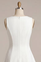 Load image into Gallery viewer, White Boat Neck A-Line Satin Short Graduation Dress
