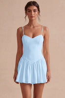 Load image into Gallery viewer, White A-Line Spaghetti Straps Short Graduation Dress