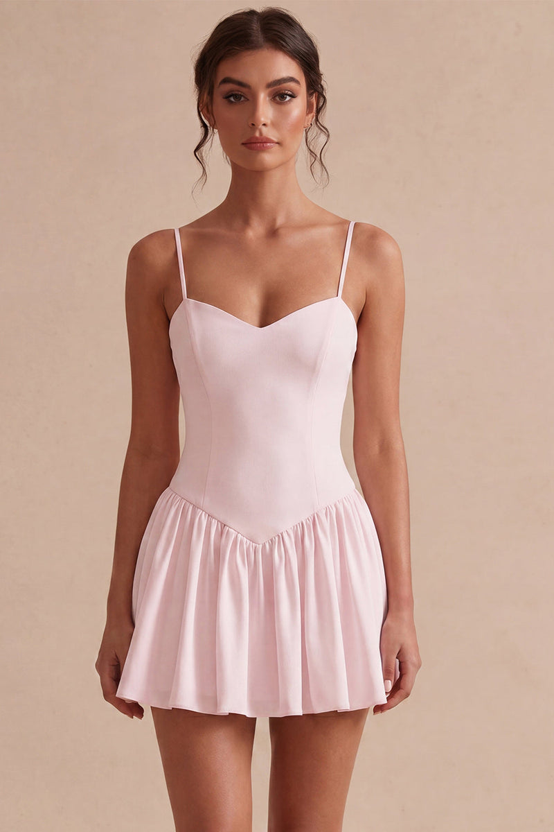 Load image into Gallery viewer, White A-Line Spaghetti Straps Short Graduation Dress