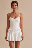 Load image into Gallery viewer, White A-Line Spaghetti Straps Short Graduation Dress