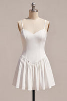 Load image into Gallery viewer, White A-Line Spaghetti Straps Short Graduation Dress