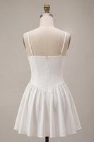 Load image into Gallery viewer, White A-Line Spaghetti Straps Short Graduation Dress