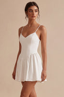 Load image into Gallery viewer, White A-Line Spaghetti Straps Short Graduation Dress
