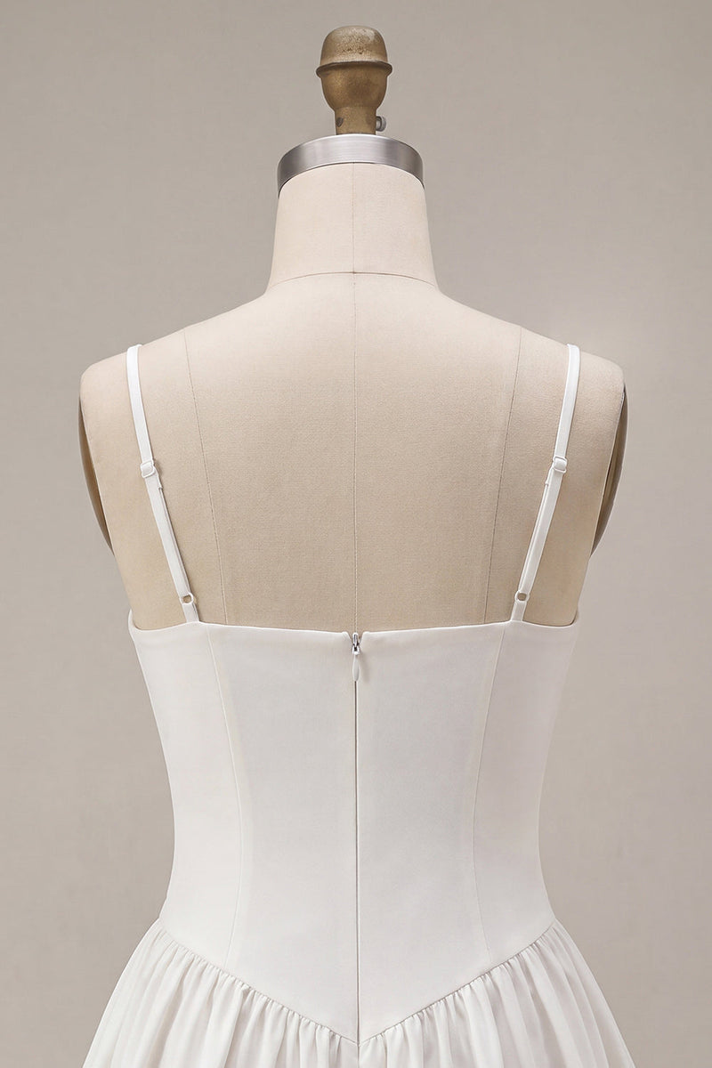 Load image into Gallery viewer, White A-Line Spaghetti Straps Short Graduation Dress