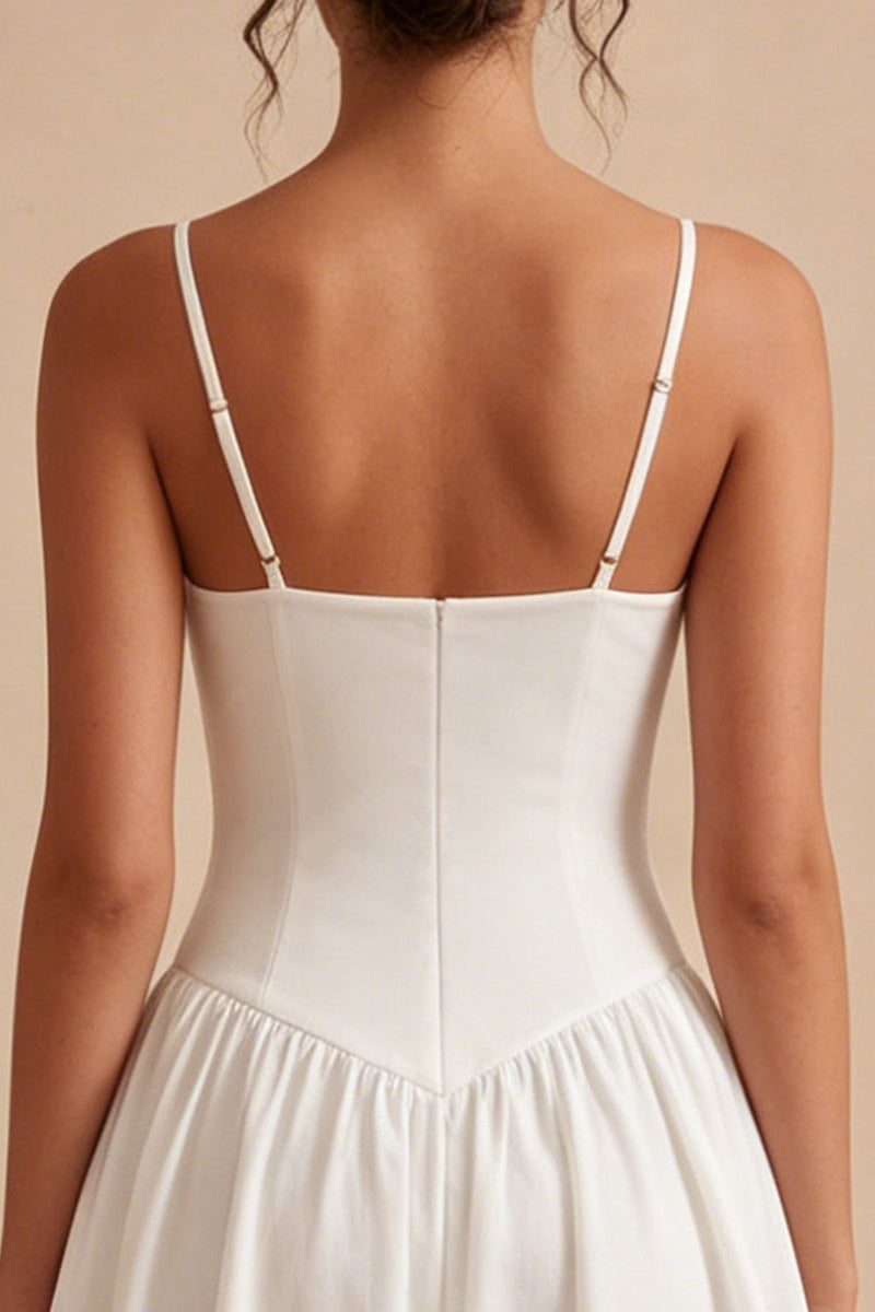 Load image into Gallery viewer, White A-Line Spaghetti Straps Short Graduation Dress
