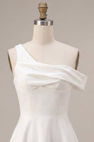 Load image into Gallery viewer, White A-Line One Shoulder Short Graduation Dress