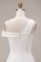 Load image into Gallery viewer, White A-Line One Shoulder Short Graduation Dress
