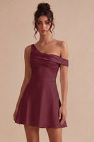 Load image into Gallery viewer, White A-Line One Shoulder Short Graduation Dress