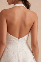 Load image into Gallery viewer, Floral White Halter Neck A-Line Short Graduation Dress