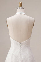 Load image into Gallery viewer, Floral White Halter Neck A-Line Short Graduation Dress
