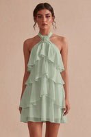 Load image into Gallery viewer, White Tiered Ruffled A-Line Short Graduation Dress with 3D Flower