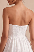 Load image into Gallery viewer, White Lace Strapless A-Line Short Graduation Dress