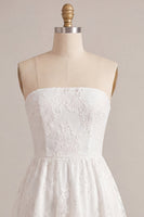 Load image into Gallery viewer, White Lace Strapless A-Line Short Graduation Dress
