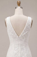 Load image into Gallery viewer, Floral White V Neck A Line Short Graduation Dress with Bow