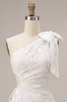 Load image into Gallery viewer, Floral White Ruched Tight Short Keyhole Graduation Dress with Bow