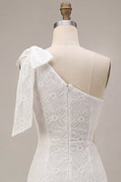 Load image into Gallery viewer, Floral White Ruched Tight Short Keyhole Graduation Dress with Bow