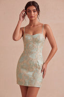 Load image into Gallery viewer, Floral Ivory Jacquard Tight Short Graduation Dress
