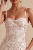 Load image into Gallery viewer, Floral Ivory Jacquard Tight Short Graduation Dress