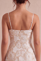 Load image into Gallery viewer, Floral Ivory Jacquard Tight Short Graduation Dress