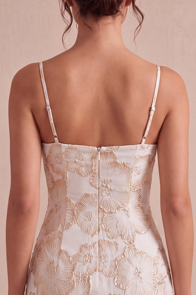 Load image into Gallery viewer, Floral Ivory Jacquard Tight Short Graduation Dress