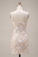 Load image into Gallery viewer, Floral Ivory Jacquard Tight Short Graduation Dress