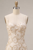Load image into Gallery viewer, Floral Ivory Jacquard Tight Short Graduation Dress