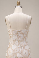 Load image into Gallery viewer, Floral Ivory Jacquard Tight Short Graduation Dress