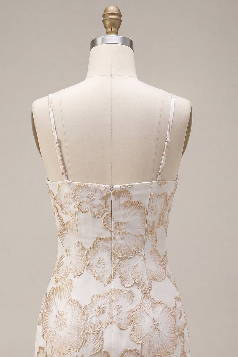 Load image into Gallery viewer, Floral Ivory Jacquard Tight Short Graduation Dress