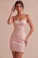 Load image into Gallery viewer, Floral Ivory Jacquard Tight Short Graduation Dress