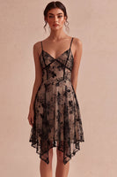 Load image into Gallery viewer, Floral Ivory A Line Spaghetti Straps Short Graduation Dress