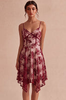 Load image into Gallery viewer, Floral Ivory A Line Spaghetti Straps Short Graduation Dress