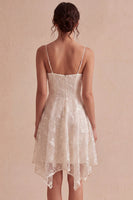 Load image into Gallery viewer, Floral Ivory A Line Spaghetti Straps Short Graduation Dress