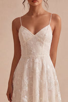 Load image into Gallery viewer, Floral Ivory A Line Spaghetti Straps Short Graduation Dress