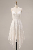 Load image into Gallery viewer, Floral Ivory A Line Spaghetti Straps Short Graduation Dress