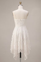 Load image into Gallery viewer, Floral Ivory A Line Spaghetti Straps Short Graduation Dress