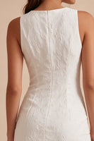 Load image into Gallery viewer, Floral White Jacquard Tight Short Graduation Dress with Slit