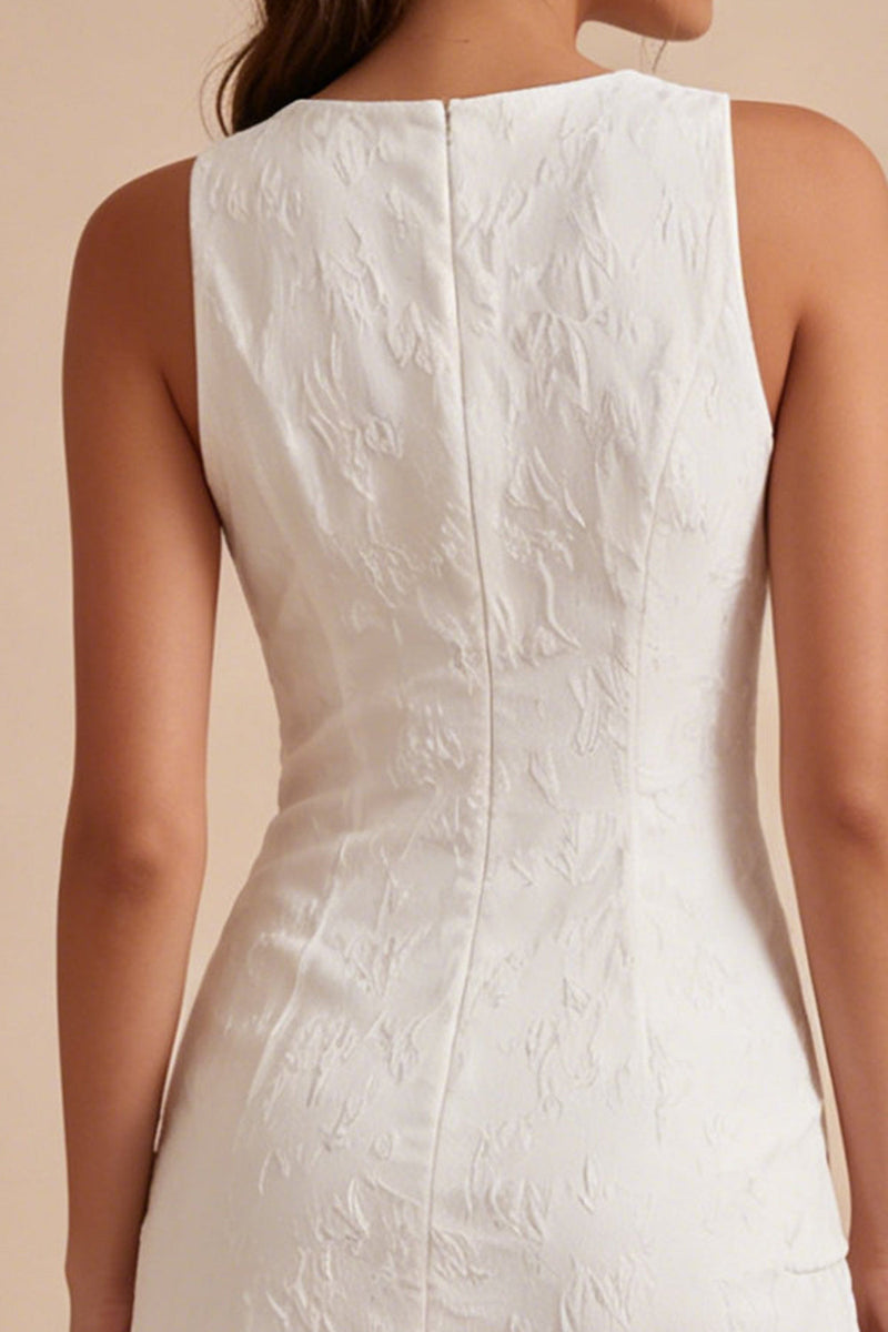 Load image into Gallery viewer, Floral White Jacquard Tight Short Graduation Dress with Slit
