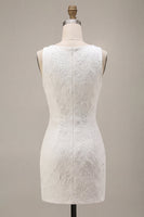 Load image into Gallery viewer, Floral White Jacquard Tight Short Graduation Dress with Slit