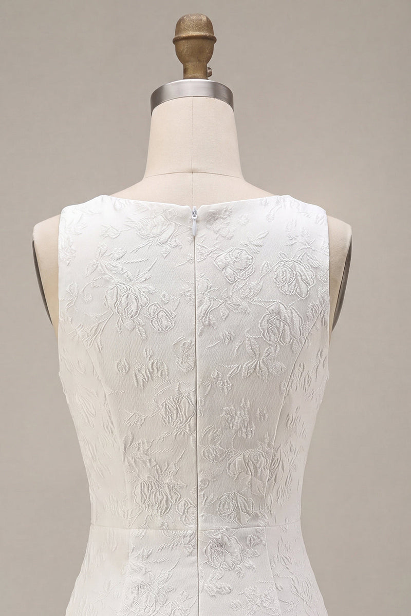 Load image into Gallery viewer, Floral White Jacquard Tight Short Graduation Dress with Slit