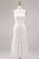 Load image into Gallery viewer, Floral White Thick Straps Ruched Long Graduation Dress