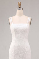 Load image into Gallery viewer, Floral White Thick Straps Ruched Long Graduation Dress