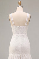 Load image into Gallery viewer, Floral White Thick Straps Ruched Long Graduation Dress