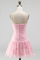 Load image into Gallery viewer, Floral Pink Beaded A-Line Short Cocktail Dress