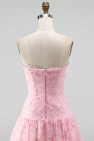 Load image into Gallery viewer, Floral Pink Beaded A-Line Short Cocktail Dress