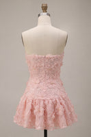 Load image into Gallery viewer, Floral Pink Beaded A-Line Short Cocktail Dress