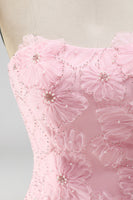 Load image into Gallery viewer, Floral Pink Beaded A-Line Short Cocktail Dress
