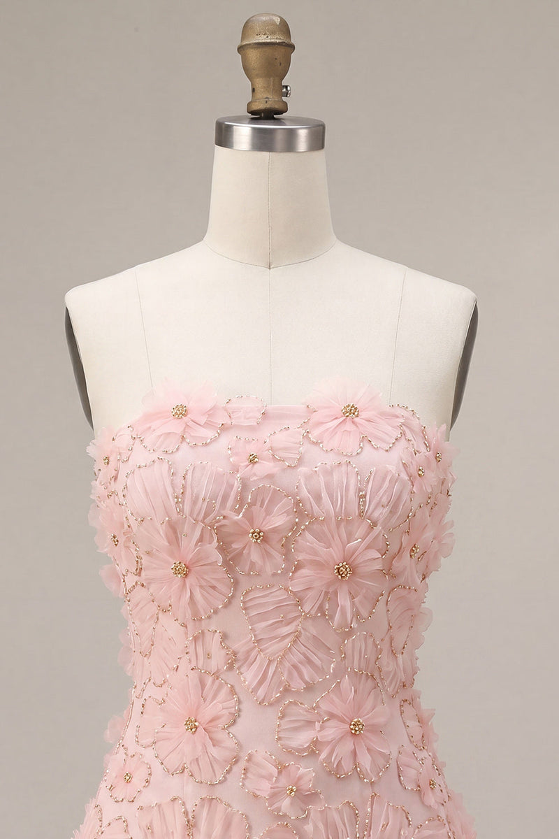 Load image into Gallery viewer, Floral Pink Beaded A-Line Short Cocktail Dress