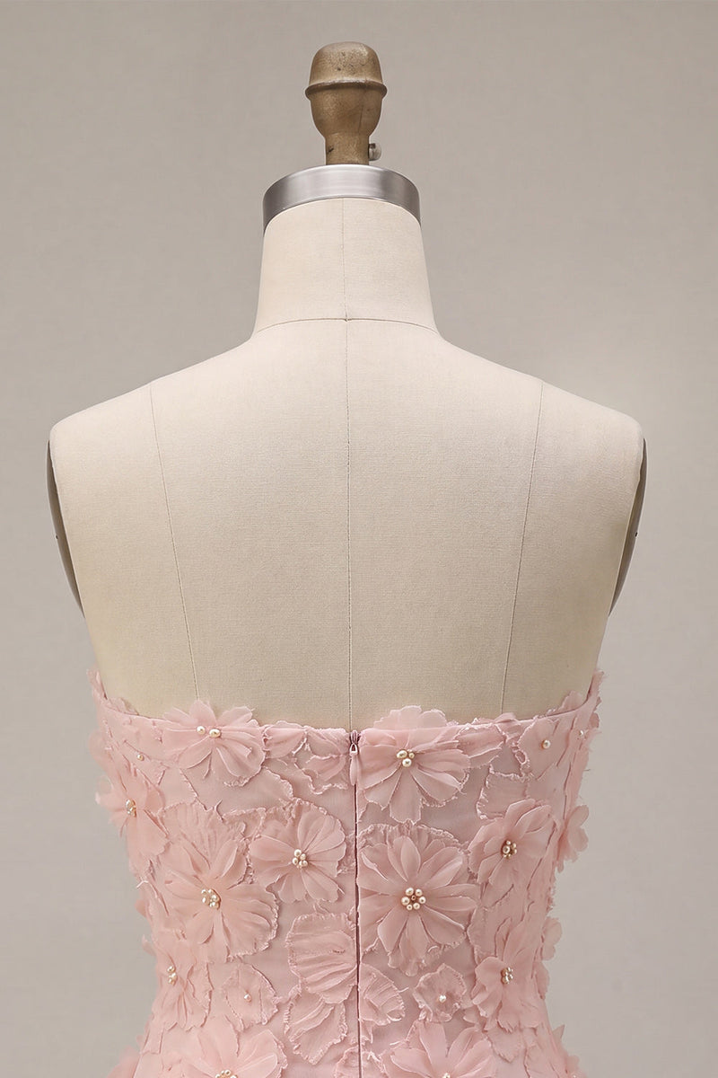 Load image into Gallery viewer, Floral Pink Beaded A-Line Short Cocktail Dress