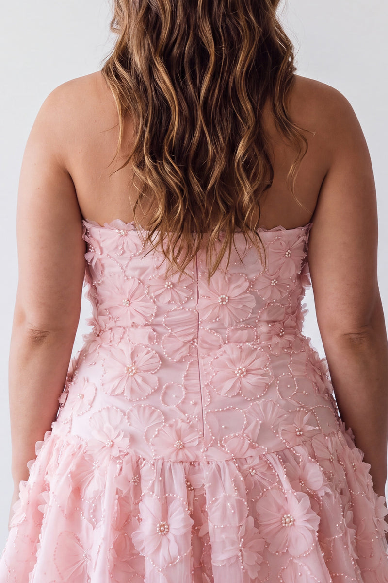 Load image into Gallery viewer, Floral Pink Beaded A-Line Short Cocktail Dress